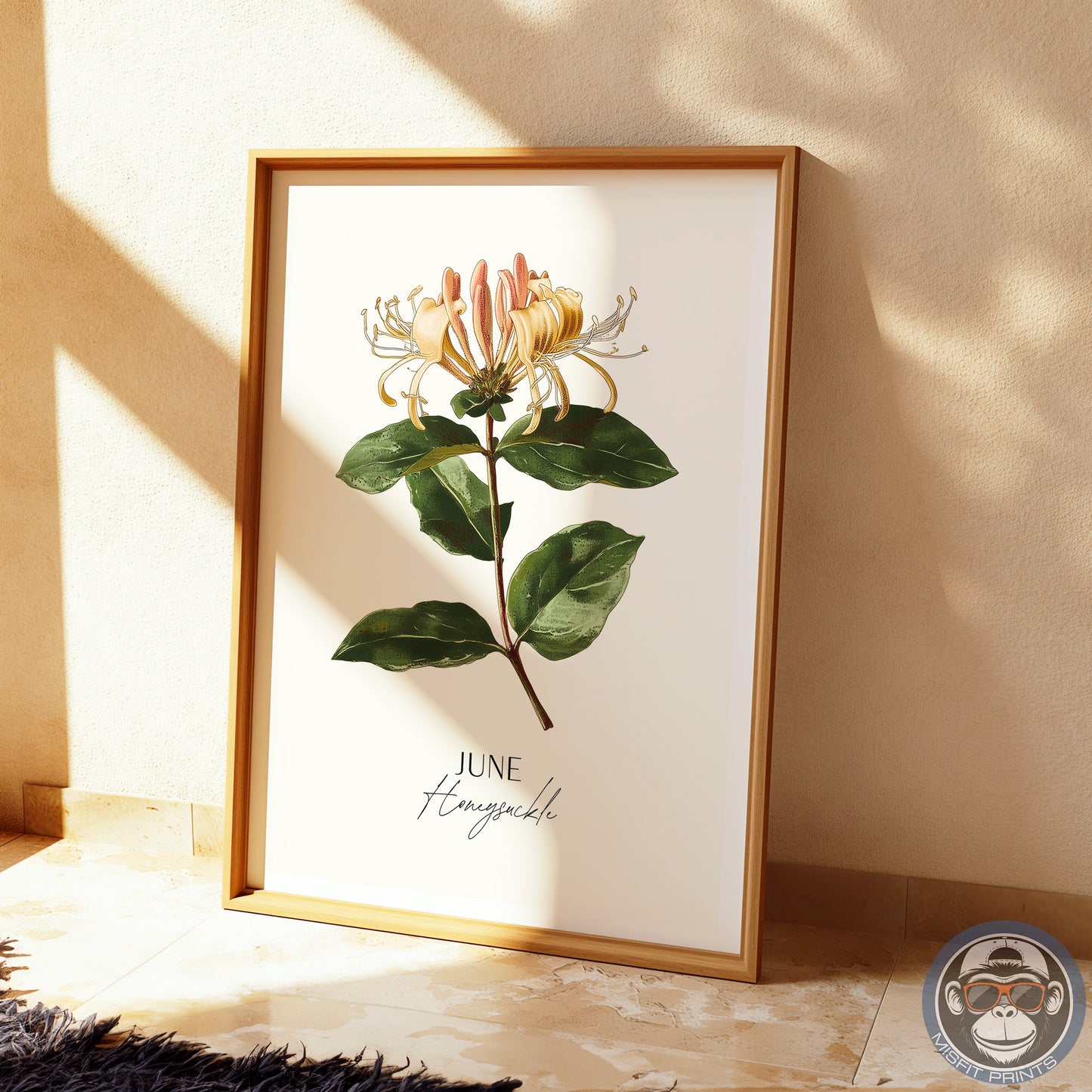 Honeysuckle Print: June Birth Flower Botanical Art