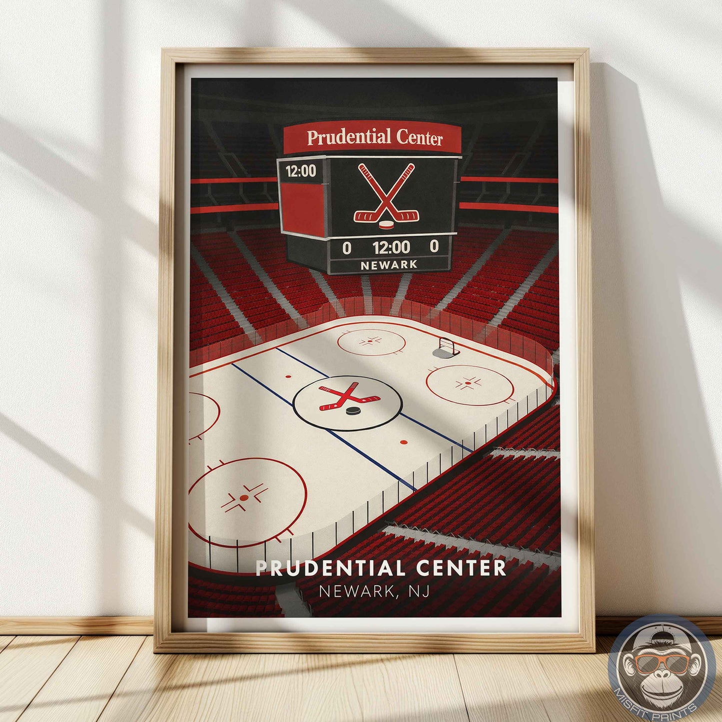 Prudential Center Poster – Newark Hockey Arena Wall Art, Modern Ice Rink Print