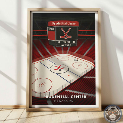 Prudential Center Poster – Newark Hockey Arena Wall Art, Modern Ice Rink Print
