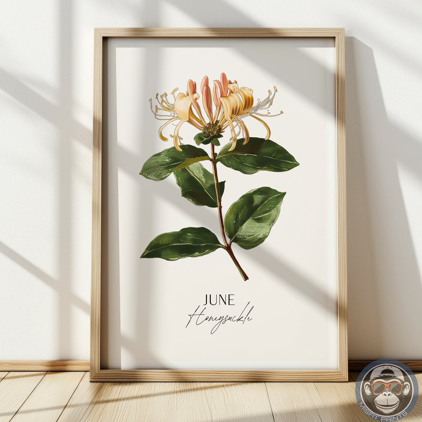 Honeysuckle Print: June Birth Flower Botanical Art
