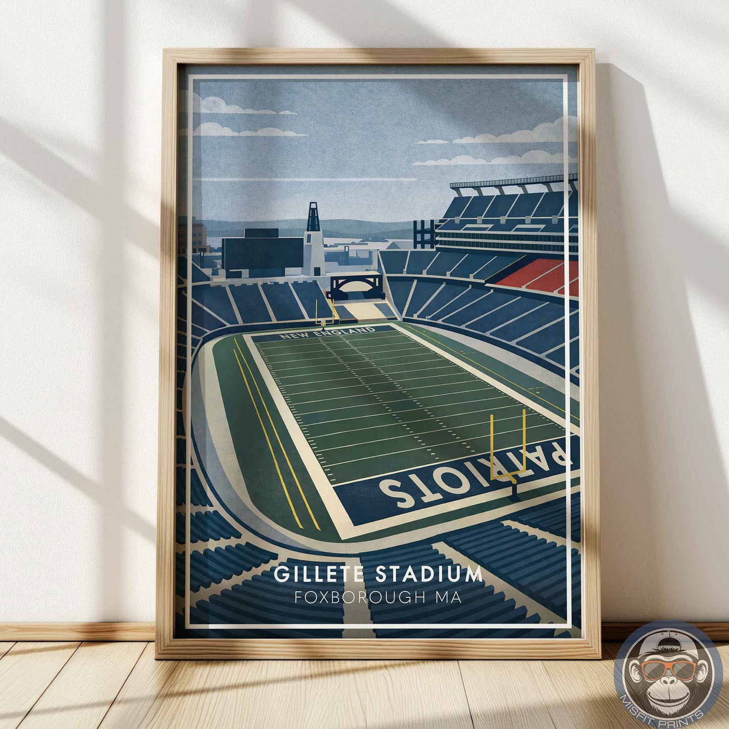 Gillette Stadium Poster New England Football Wall Art Foxborough Stadium Print