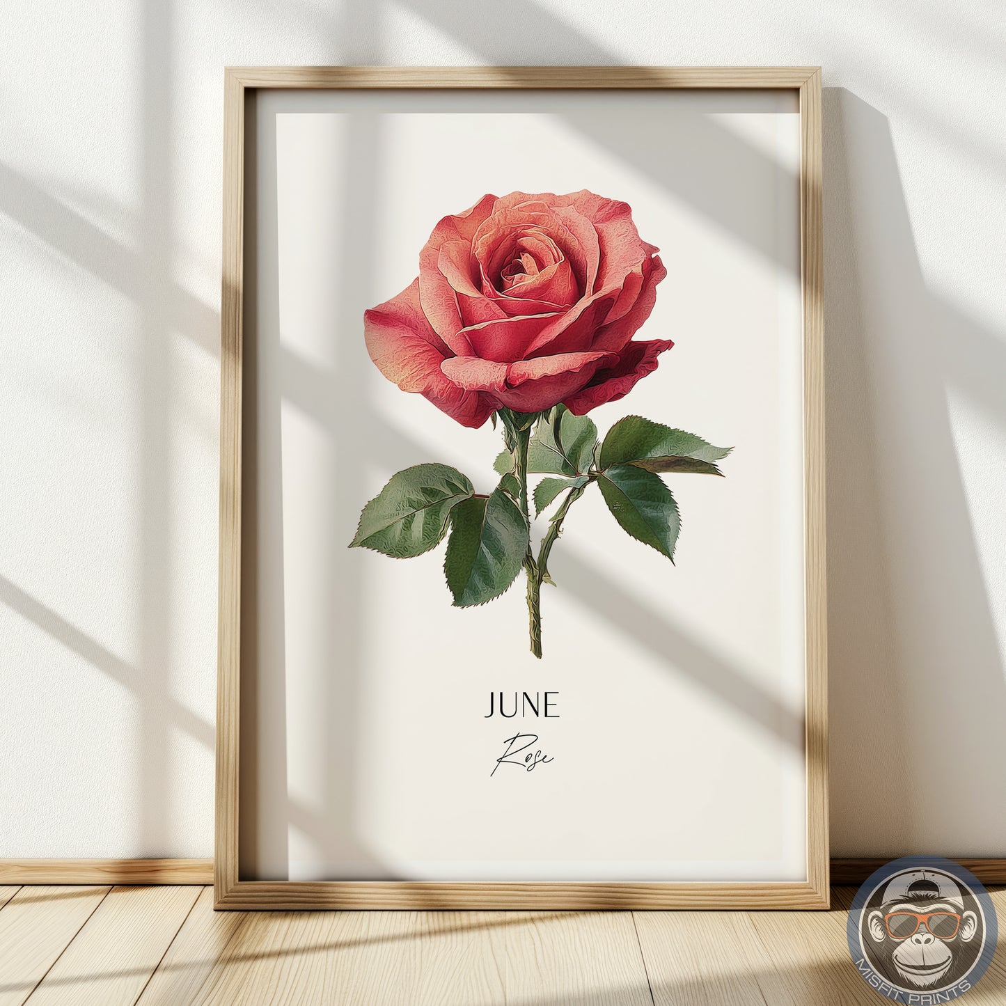 June Birth Flower Print – Rose Illustration