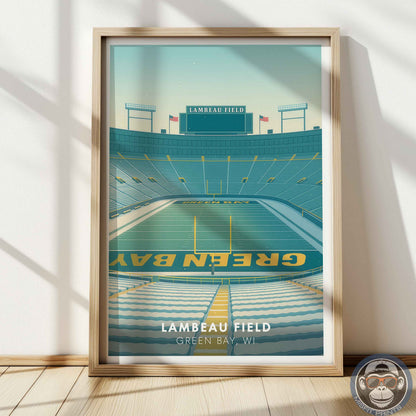 Lambeau Field Poster Green Bay Football Stadium Wall Art Print for Home Decor & Fans