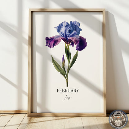 Iris Print: February Birth Flower Botanical Art