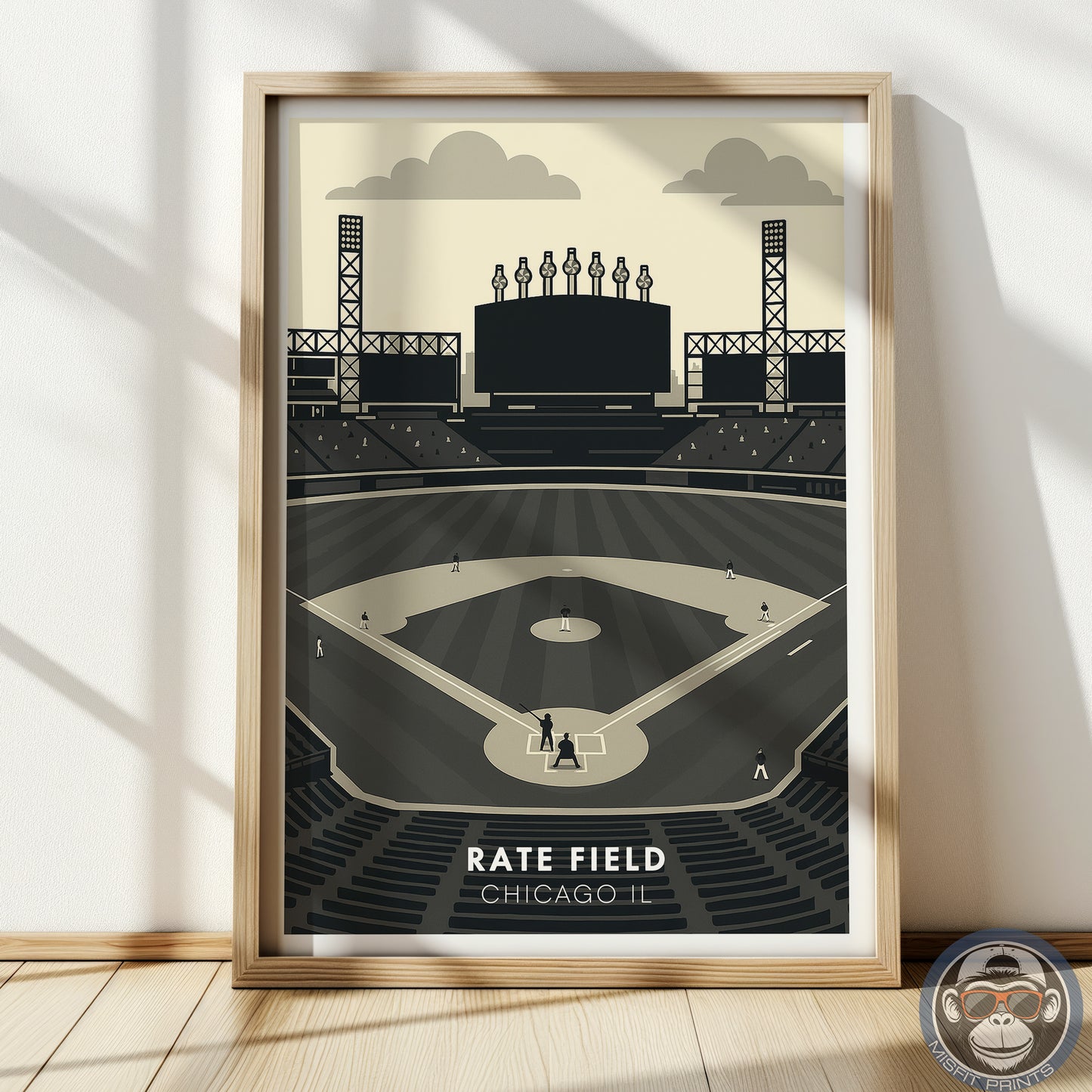 Minimalist Chicago Baseball Stadium Poster – South Side Ballpark Art Print