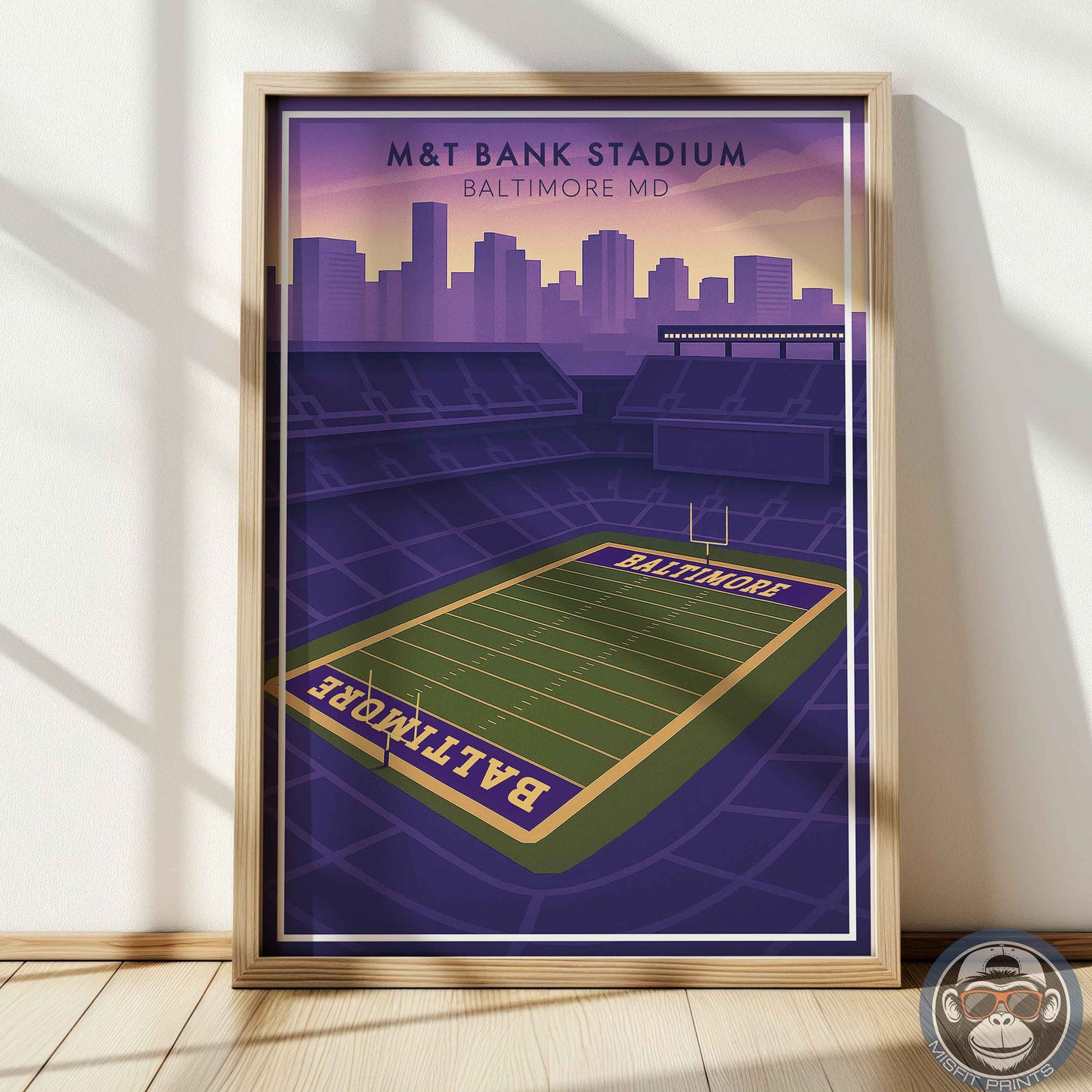 M&T Bank Stadium Baltimore Poster | Football Wall Art Print & City Skyline Decor