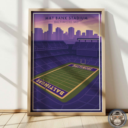 M&T Bank Stadium Baltimore Poster | Football Wall Art Print & City Skyline Decor