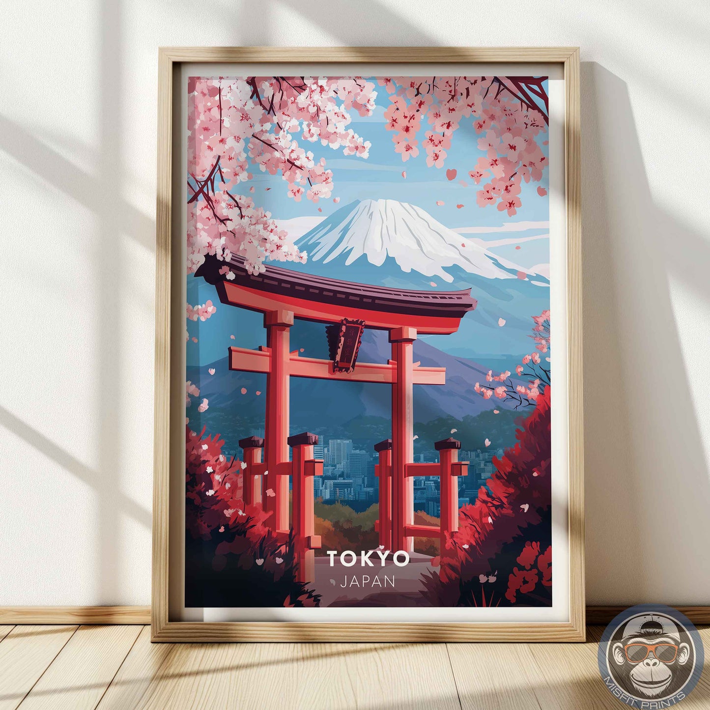 Tokyo Poster – Japan Travel Wall Art, Mount Fuji Print, Torii Gate and Cherry Blossom Decor
