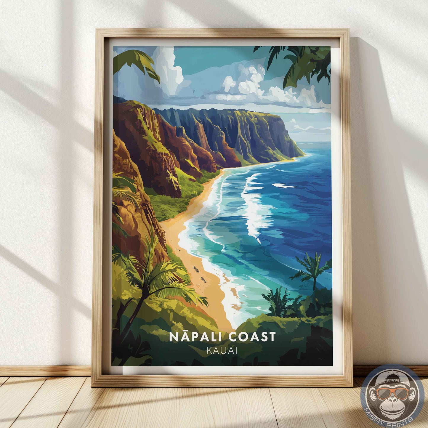 Nā Pali Coast Poster – Kauai Hawaii Wall Art, Tropical Beach Print, Coastal Travel Decor