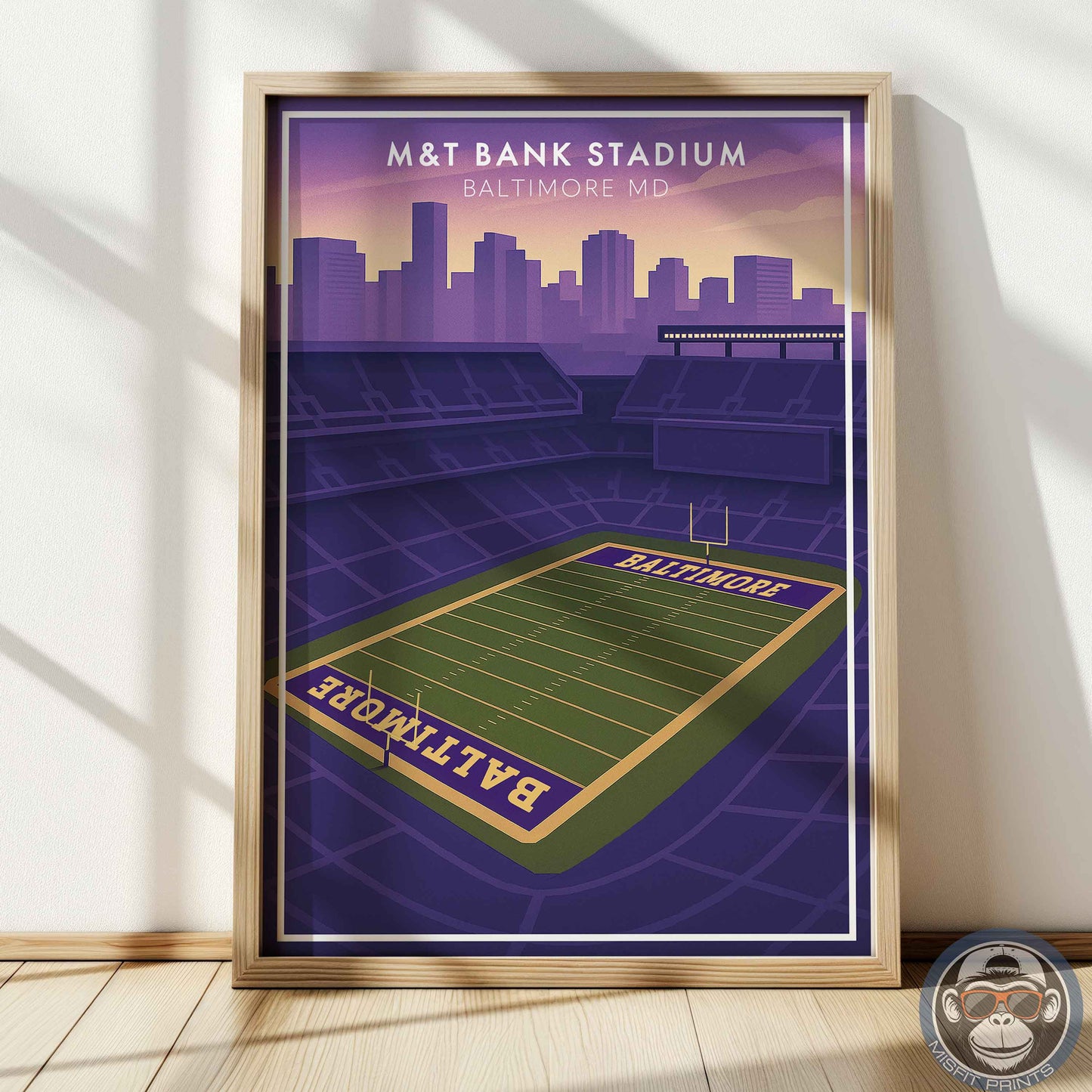 M&T Bank Stadium Poster Baltimore Football Wall Art Print | City Skyline Sports Decor
