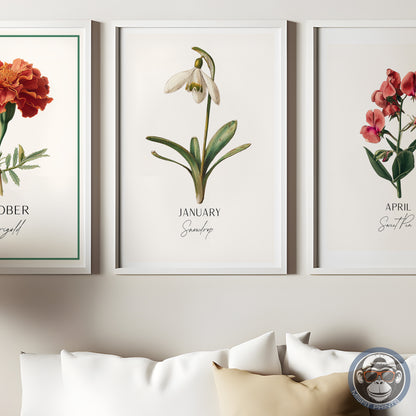Snowdrop Print: January Birth Flower Botanical Art