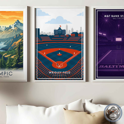 Wrigley Field Chicago Poster – Retro Modern Baseball Stadium Wall Art Print
