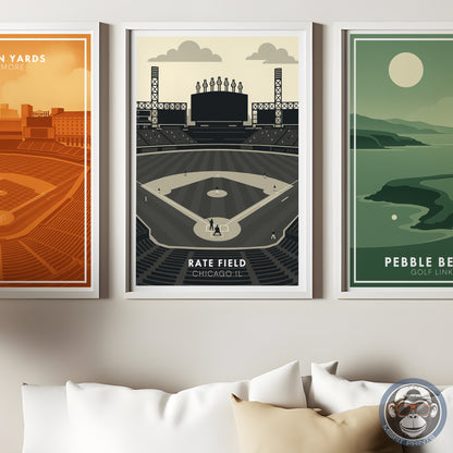 Minimalist Chicago Baseball Stadium Poster – South Side Ballpark Art Print