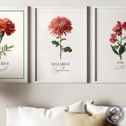 Chrysanthemum Print: November Birth Flower Botanical Art