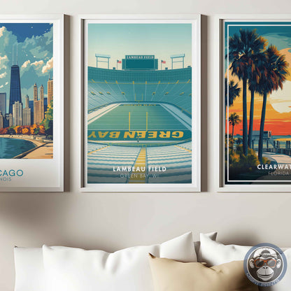 Lambeau Field Poster Green Bay Football Stadium Wall Art Print for Home Decor & Fans