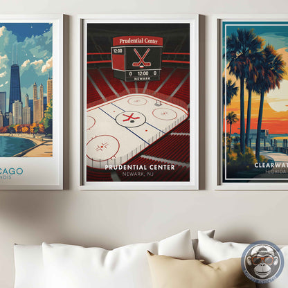 Prudential Center Poster – Newark Hockey Arena Wall Art, Modern Ice Rink Print
