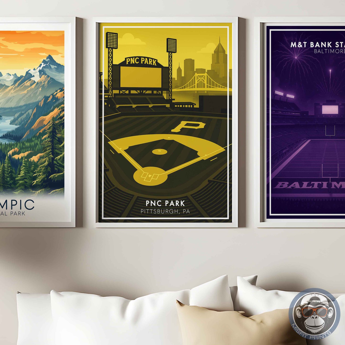 PNC Park Poster – Modern Pittsburgh Baseball Stadium Wall Art Print for Home or Office Decor
