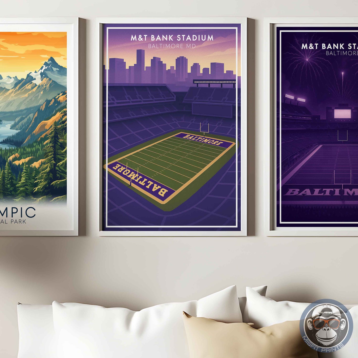 M&T Bank Stadium Poster Baltimore Football Wall Art Print | City Skyline Sports Decor