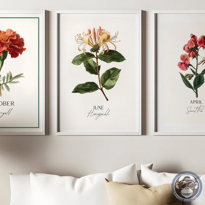 Honeysuckle Print: June Birth Flower Botanical Art