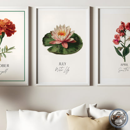 Water lily Print: July Birth Flower Botanical Art