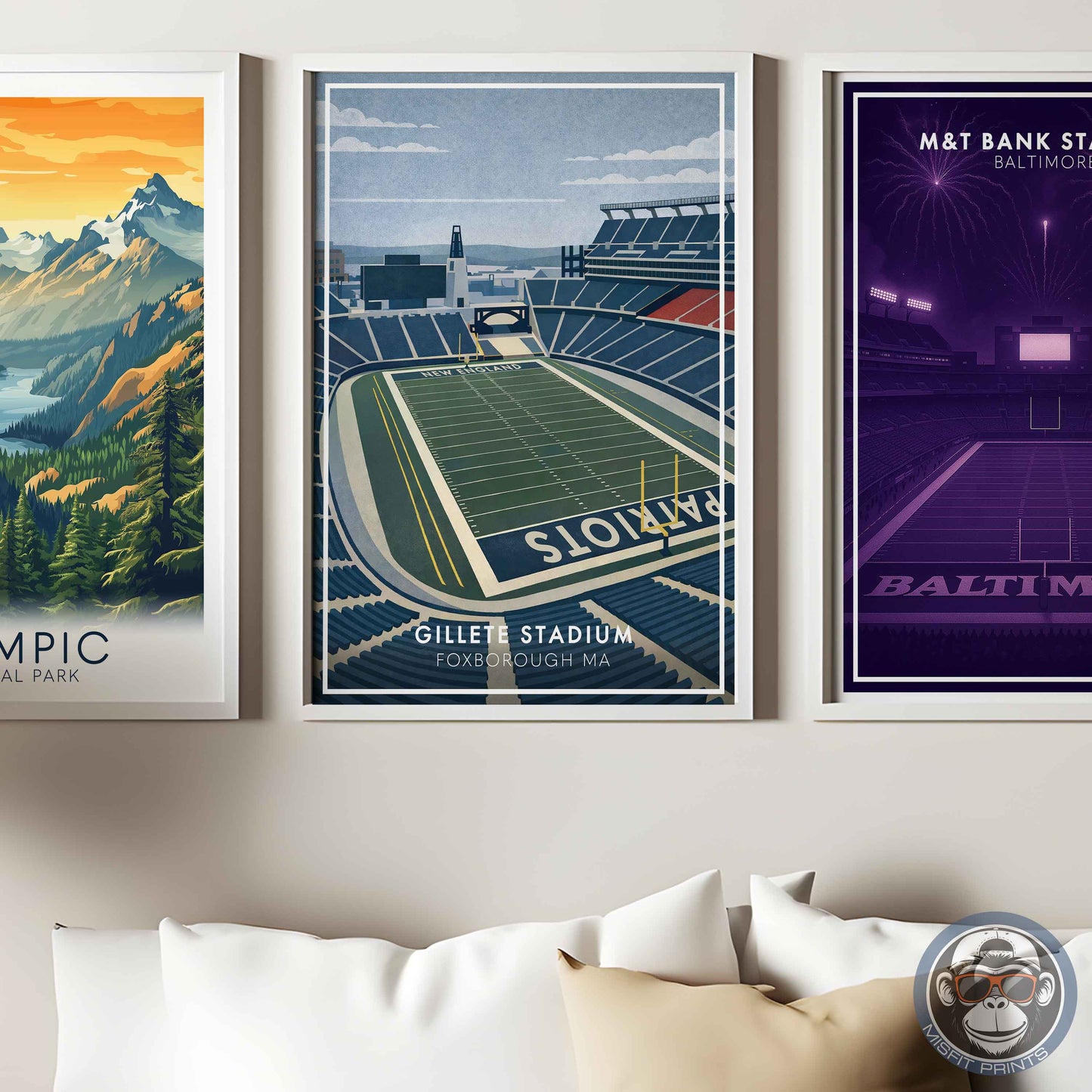 Gillette Stadium Poster New England Football Wall Art Foxborough Stadium Print