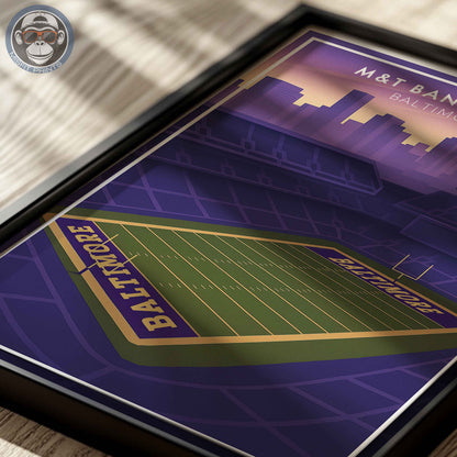 M&T Bank Stadium Poster Baltimore Football Wall Art Print | City Skyline Sports Decor