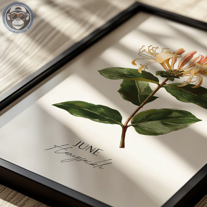 Honeysuckle Print: June Birth Flower Botanical Art