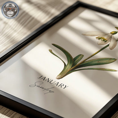 Snowdrop Print: January Birth Flower Botanical Art