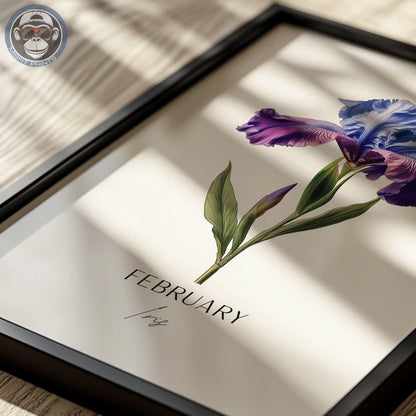 Iris Print: February Birth Flower Botanical Art