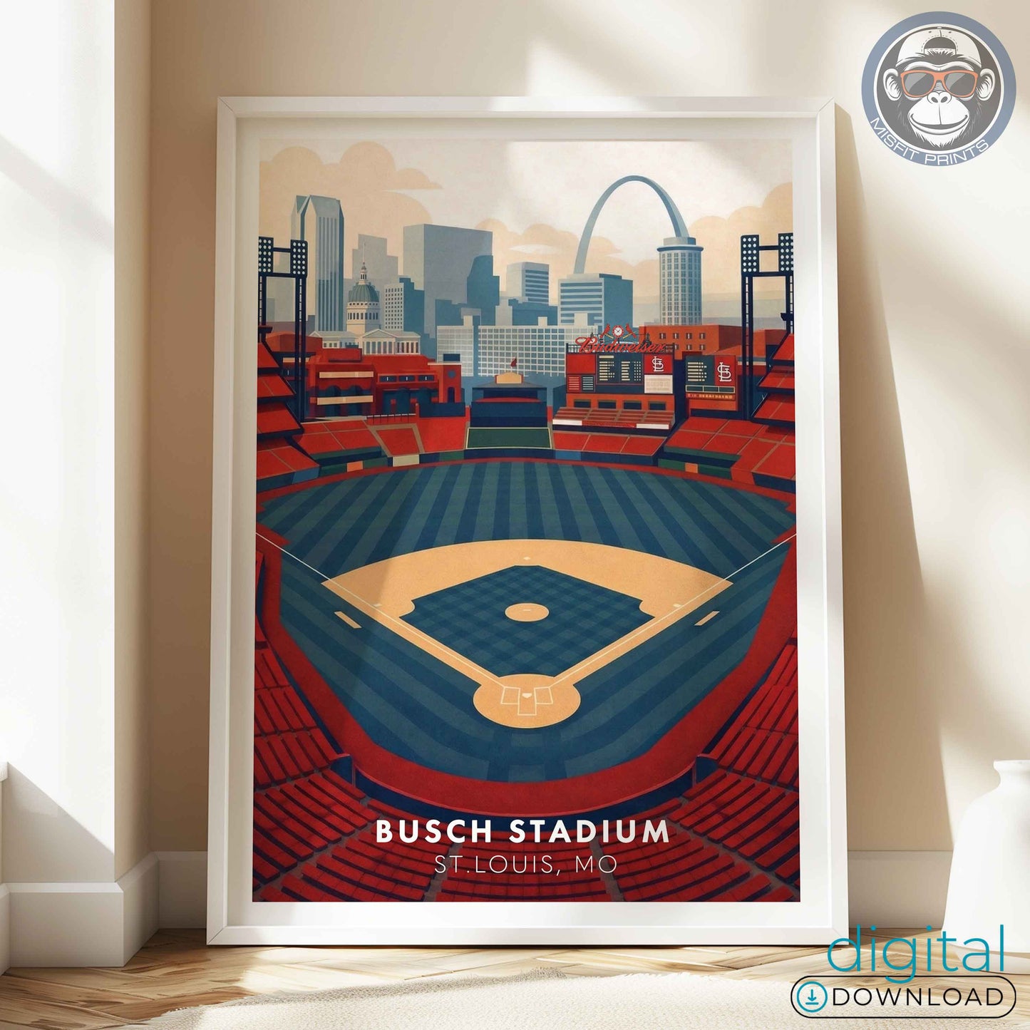 Busch Stadium Poster Wall Art – St. Louis Baseball Stadium Print & Vintage Ballpark Decor