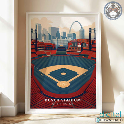 Busch Stadium Poster Wall Art – St. Louis Baseball Stadium Print & Vintage Ballpark Decor