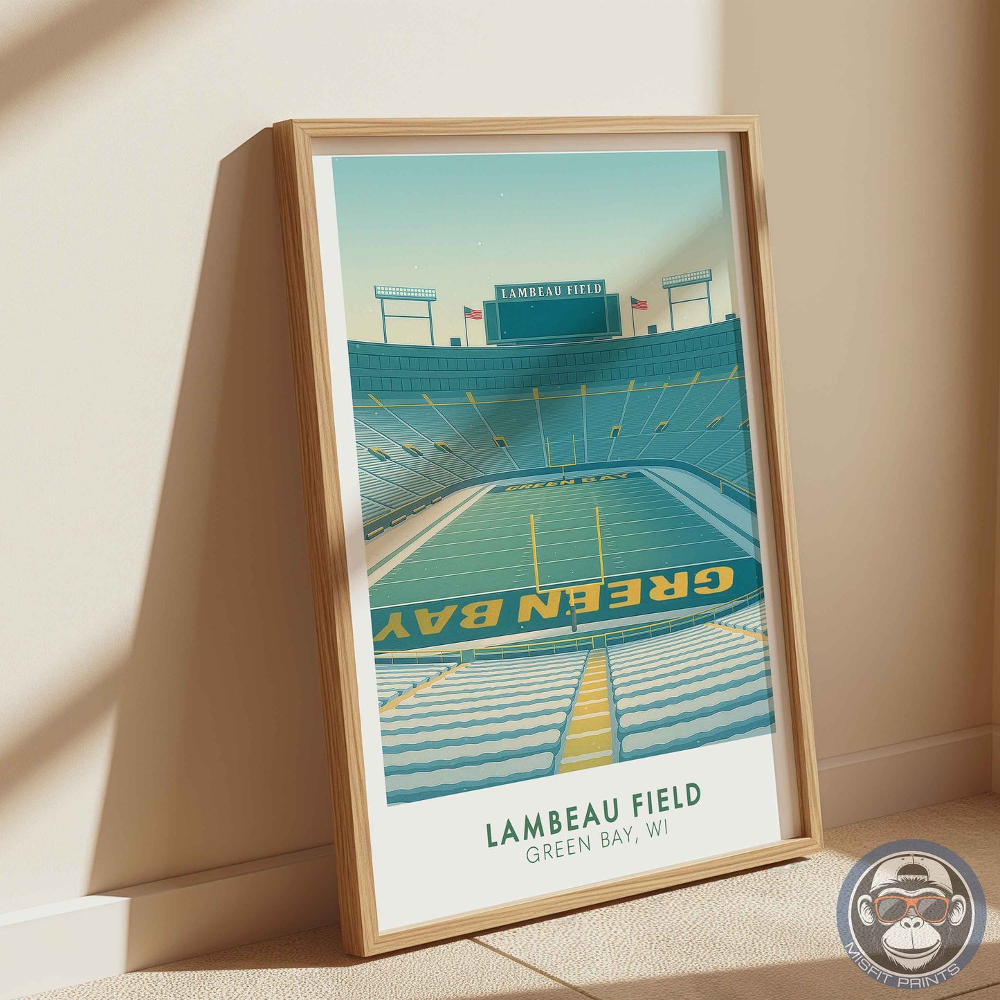 Lambeau Field Poster Green Bay Football Stadium Wall Art Print for Home Decor & Fans