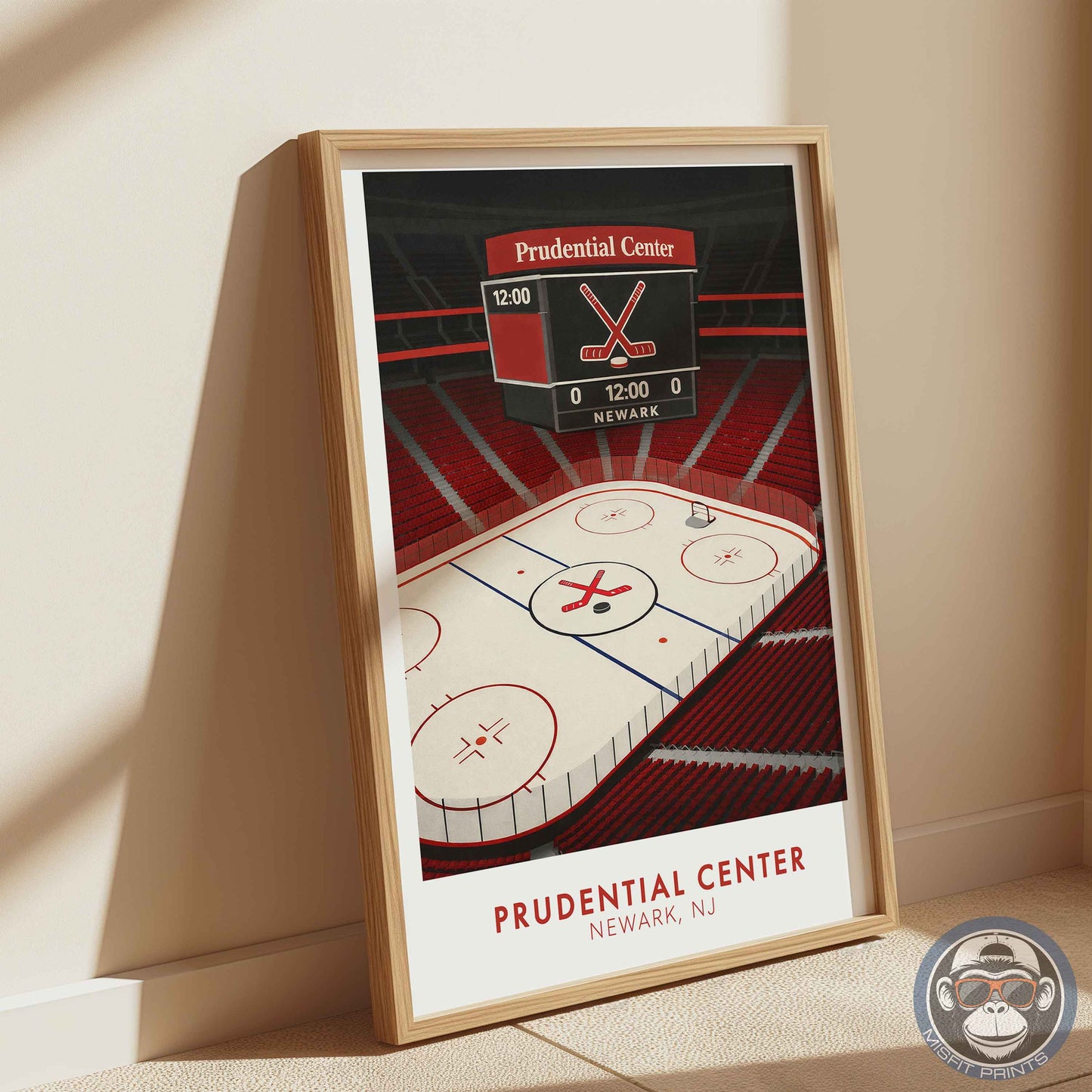 Prudential Center Poster – Newark Hockey Arena Wall Art, Modern Ice Rink Print