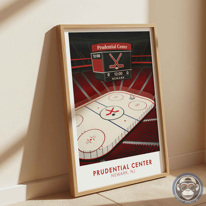 Prudential Center Poster – Newark Hockey Arena Wall Art, Modern Ice Rink Print
