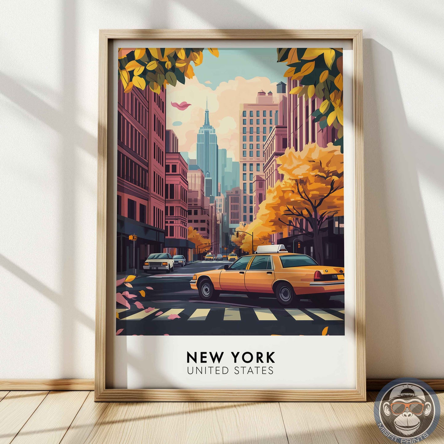 New York Poster – USA City Wall Art, Empire State Building Print, Urban Travel Decor