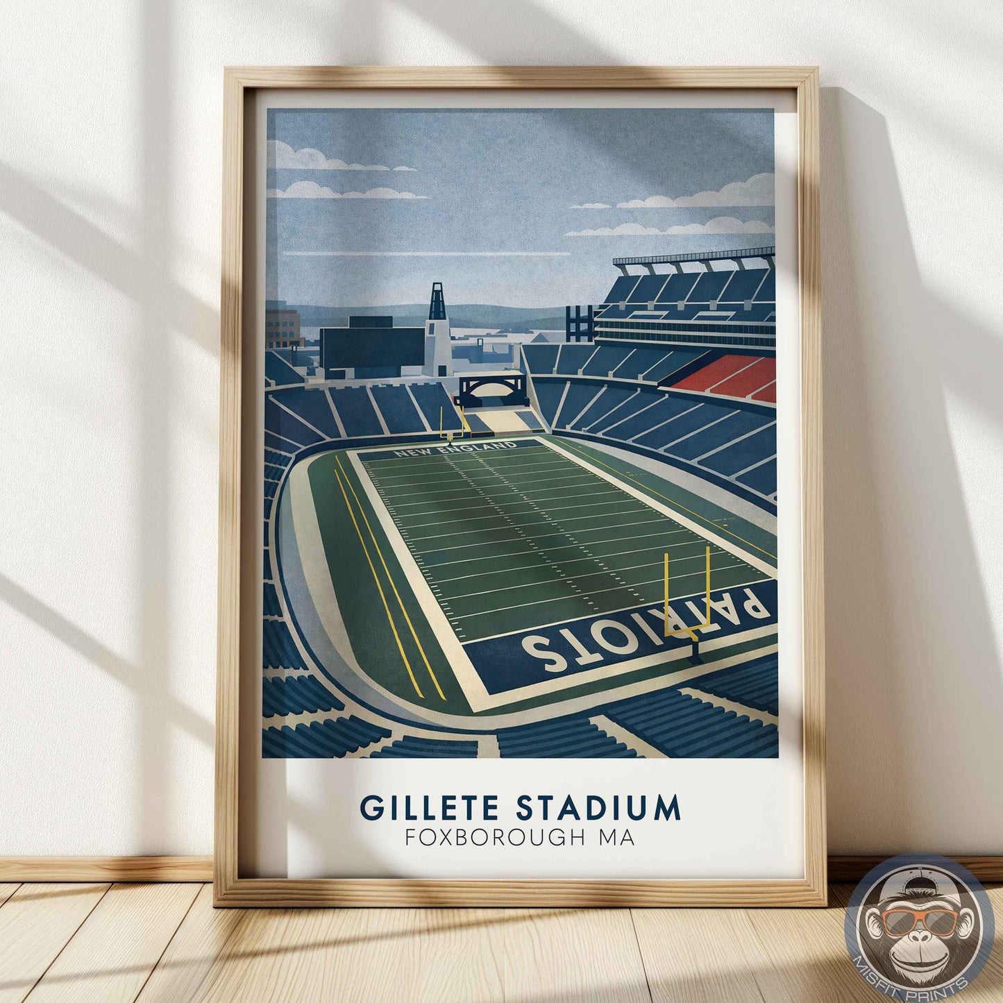 Gillette Stadium Poster New England Football Wall Art Foxborough Stadium Print