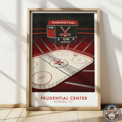 Prudential Center Poster – Newark Hockey Arena Wall Art, Modern Ice Rink Print