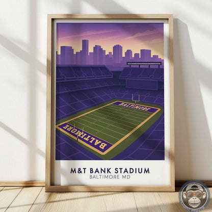 M&T Bank Stadium Poster Baltimore Football Wall Art Print | City Skyline Sports Decor