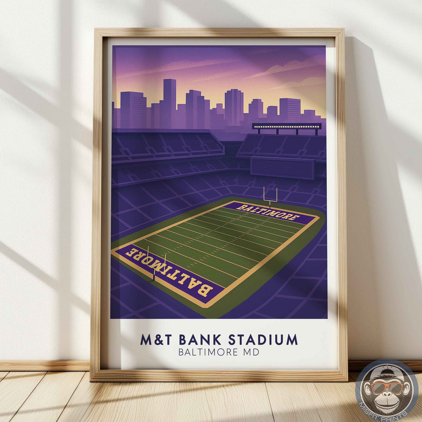 M&T Bank Stadium Baltimore Poster | Football Wall Art Print & City Skyline Decor