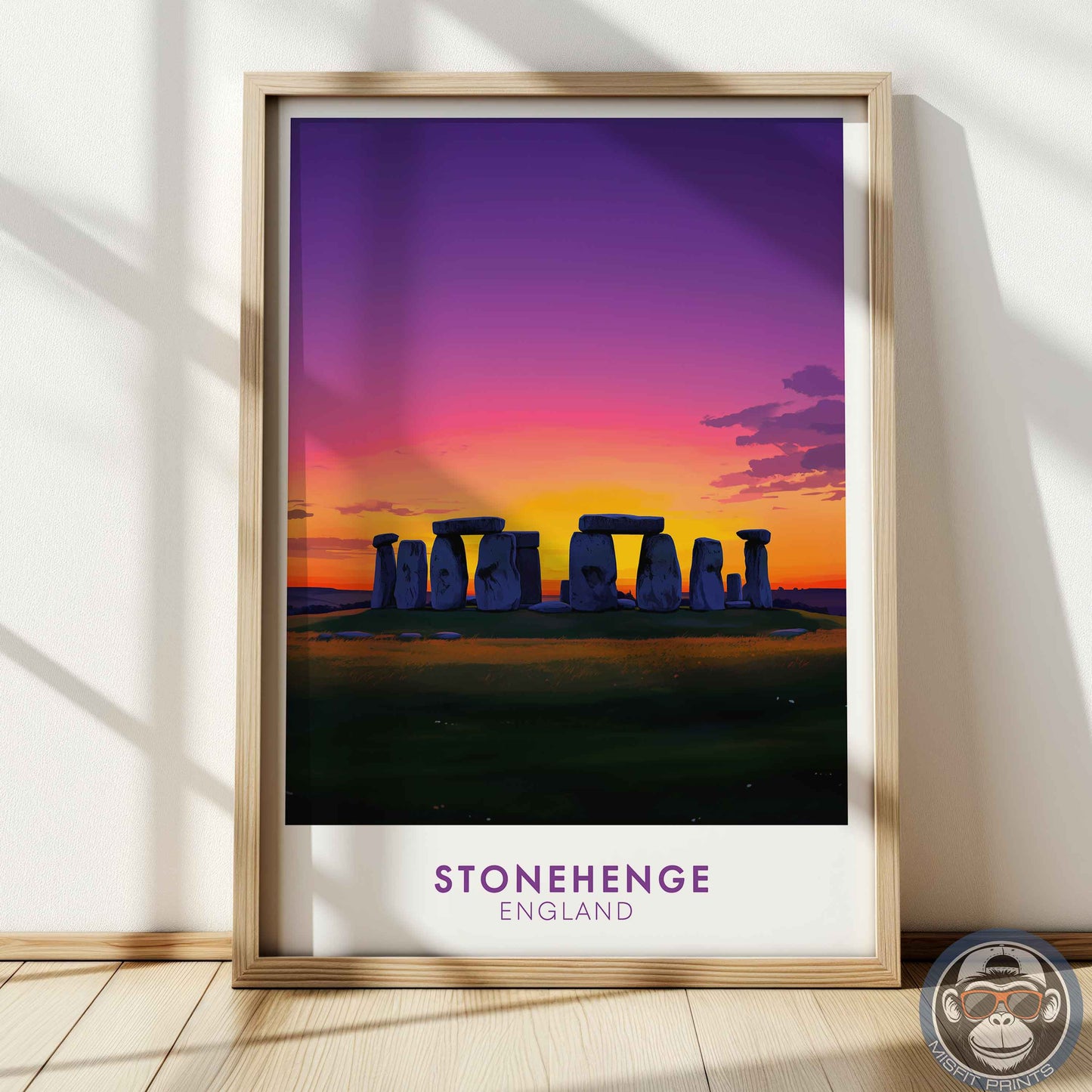 Stonehenge Sunset Poster – England Travel Wall Art, Ancient Landmark Print, Mystical Landscape Decor