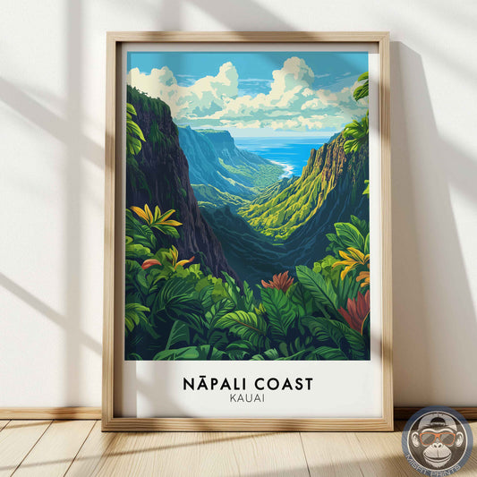 Nā Pali Coast Poster – Kauai Hawaii Wall Art, Tropical Landscape Print, Island Travel Decor