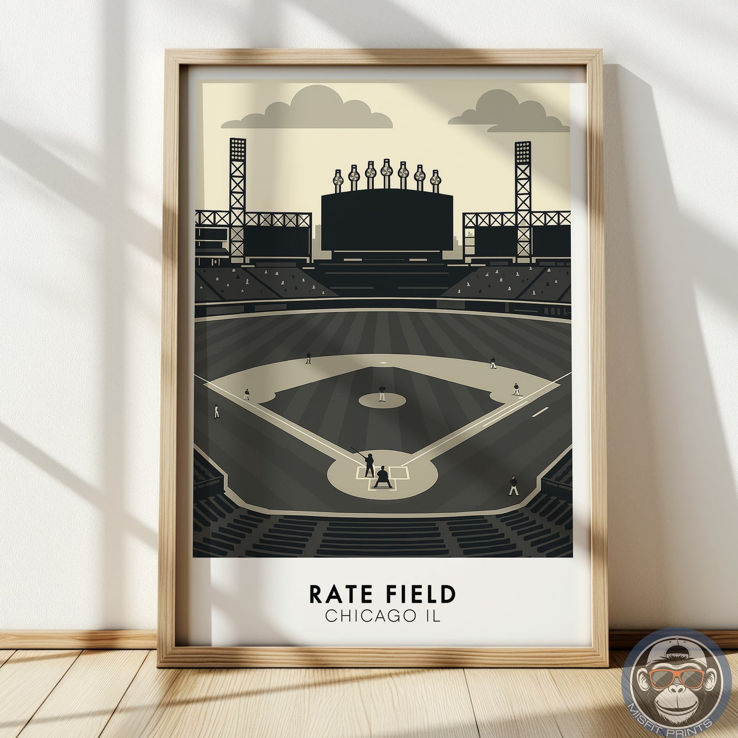 Minimalist Chicago Baseball Stadium Poster – South Side Ballpark Art Print