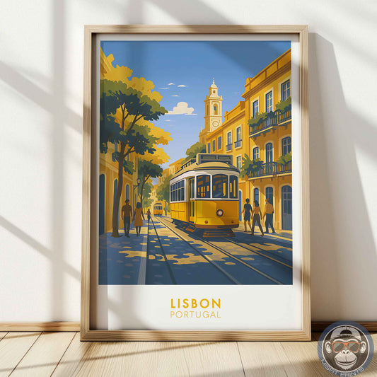 Lisbon Poster – Portugal Travel Wall Art, Vintage Tram Print, European City Decor