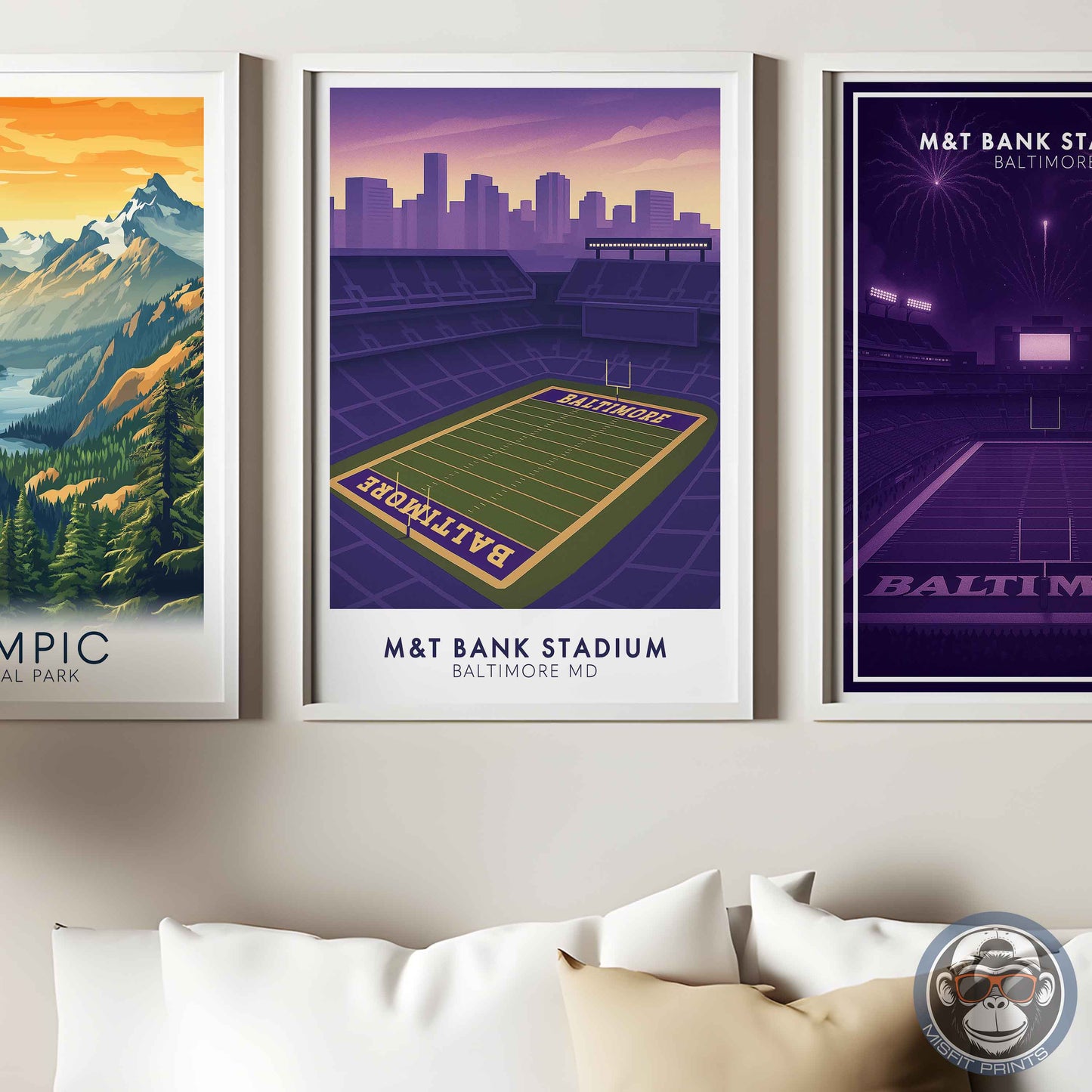 M&T Bank Stadium Baltimore Poster | Football Wall Art Print & City Skyline Decor