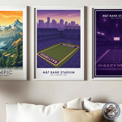M&T Bank Stadium Baltimore Poster | Football Wall Art Print & City Skyline Decor