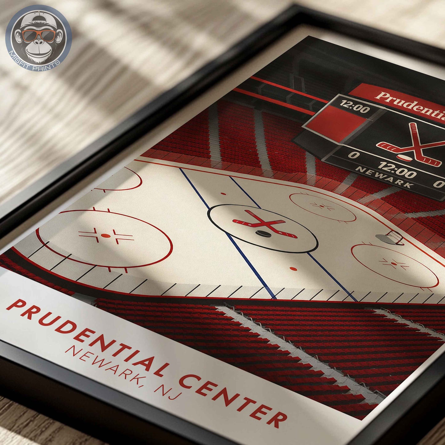 Prudential Center Poster – Newark Hockey Arena Wall Art, Modern Ice Rink Print