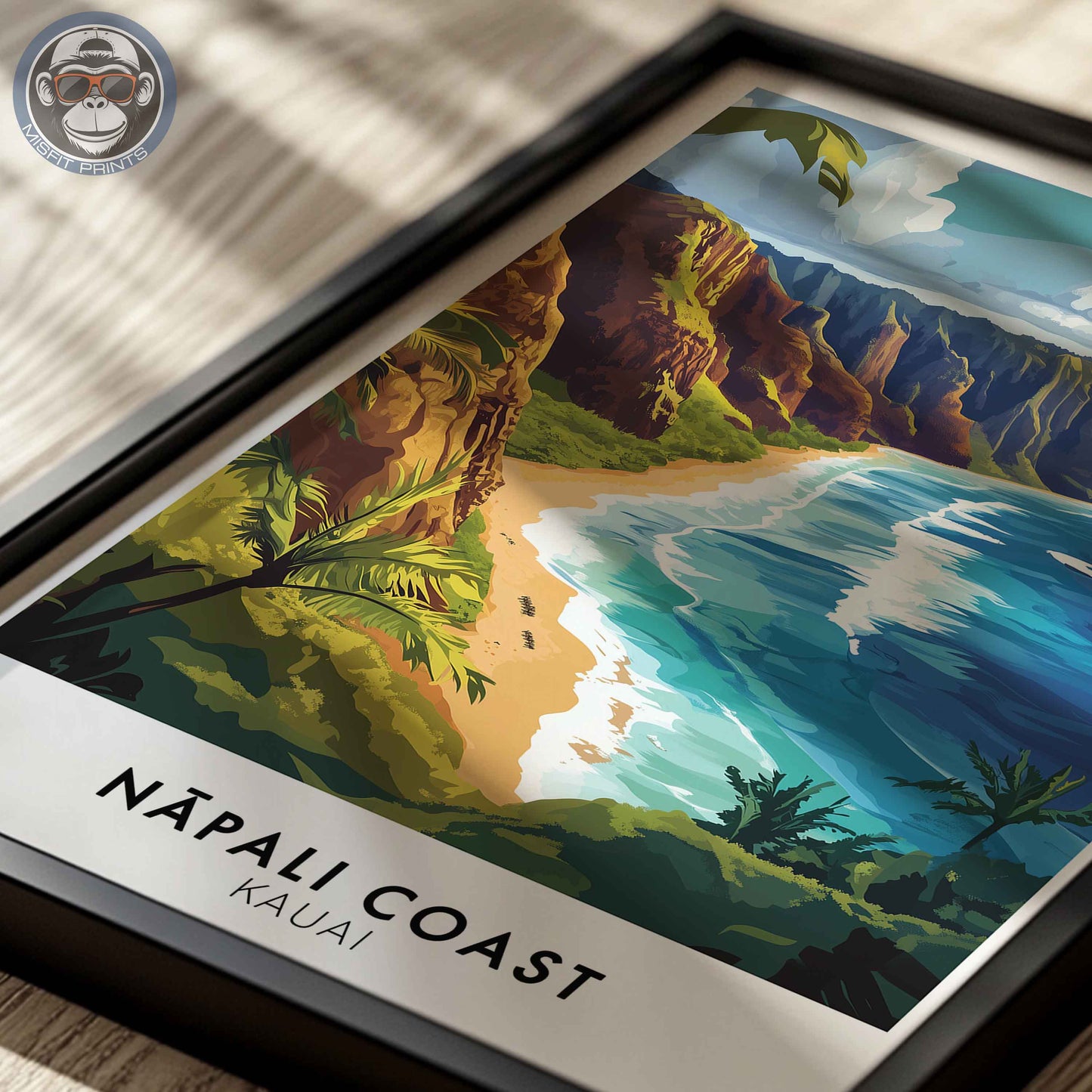 Nā Pali Coast Poster – Kauai Hawaii Wall Art, Tropical Beach Print, Coastal Travel Decor