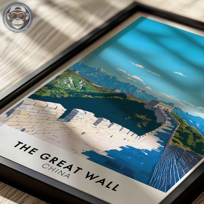 The Great Wall Poster – China Travel Wall Art, Historic Landmark Print, Mountain Landscape Decor