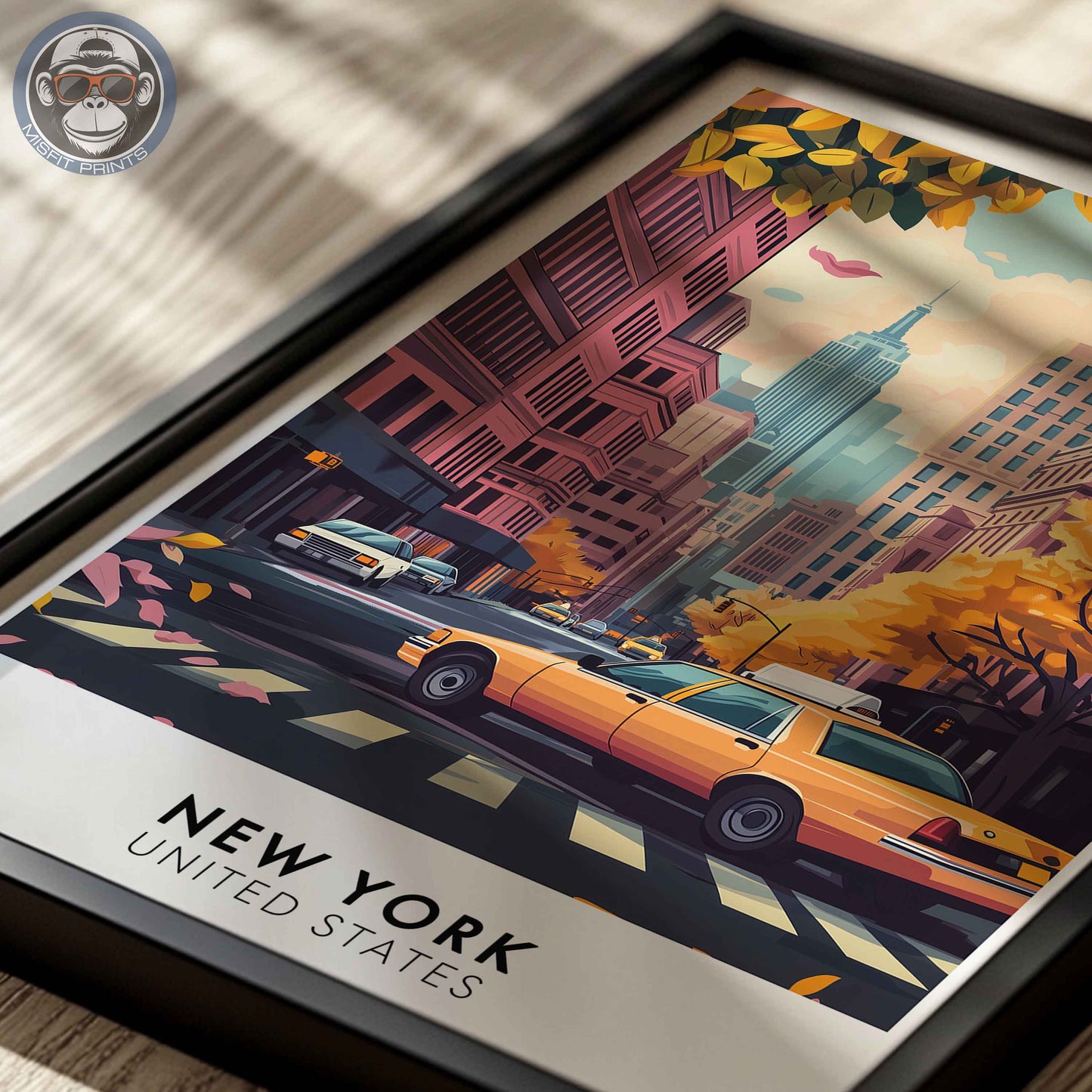 New York Poster – USA City Wall Art, Empire State Building Print, Urban Travel Decor