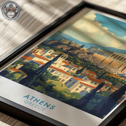 Athens Poster – Greece Travel Wall Art, Acropolis Print, Mediterranean Architecture Decor